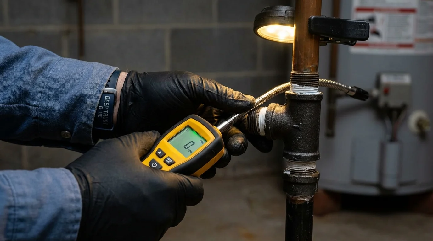 Gas leak detection with electronic sniffer by Johns Plumbing LLC in Collegeville